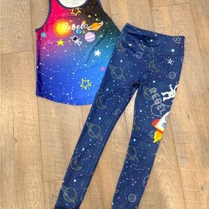 Rebel Athletics Youth Medium Colorful Space-Themed Tank and Leggings Set